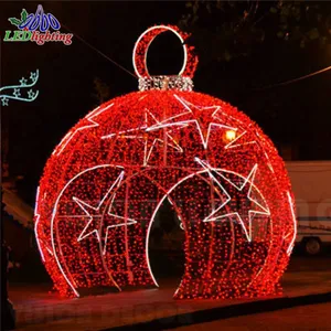大型商业户外装饰节日圆形3d球形发光二极管圣诞主题灯