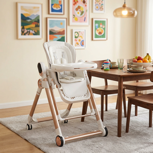 Chaise haute pour bébé avec contrôle musical, plateau écologique, portable, réglable en hauteur, haut de gamme et multifonctionnelle, en promotion - Product Image 1