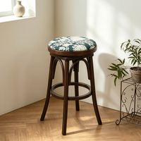 Tabourets de bar pivotants sans dossier en bois massif de style vintage français, avec siège rembourré et repose-pieds, pour îlot de cuisine, comptoir, maison, pub, usage commercial