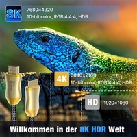 Câble HDMI 2.1 plaqué or, paire torsadée, gaine en PVC, 48 Gbps, 8K 60Hz, 4K 120Hz pour HDTV, console de jeu PS4, home cinéma