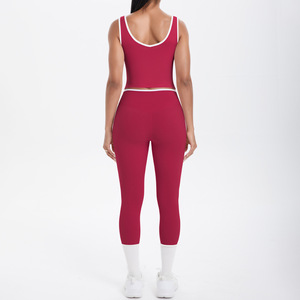 Conjunto Deportivo de 5 Piezas para Mujer, Cintura Alta, para Gimnasio, Fitness, Yoga, Ejercicio, Spandex/Nailon, Transpirable, Absorbe el Sudor - Product Image 5