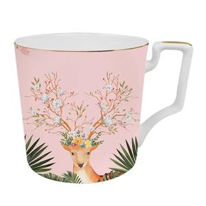 จานลายกวางคริสต์มาสสีชมพูแบบกำหนดเองพร้อมลายดอกไม้ - Product Image 4