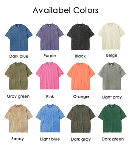 T-shirt rétro à manches courtes en coton 250GSM pour hommes T-shirt surdimensionné de haute qualité Vintage Dye décontracté solide T-shirt surdimensionné en tricot pour femmes - Product Image 2