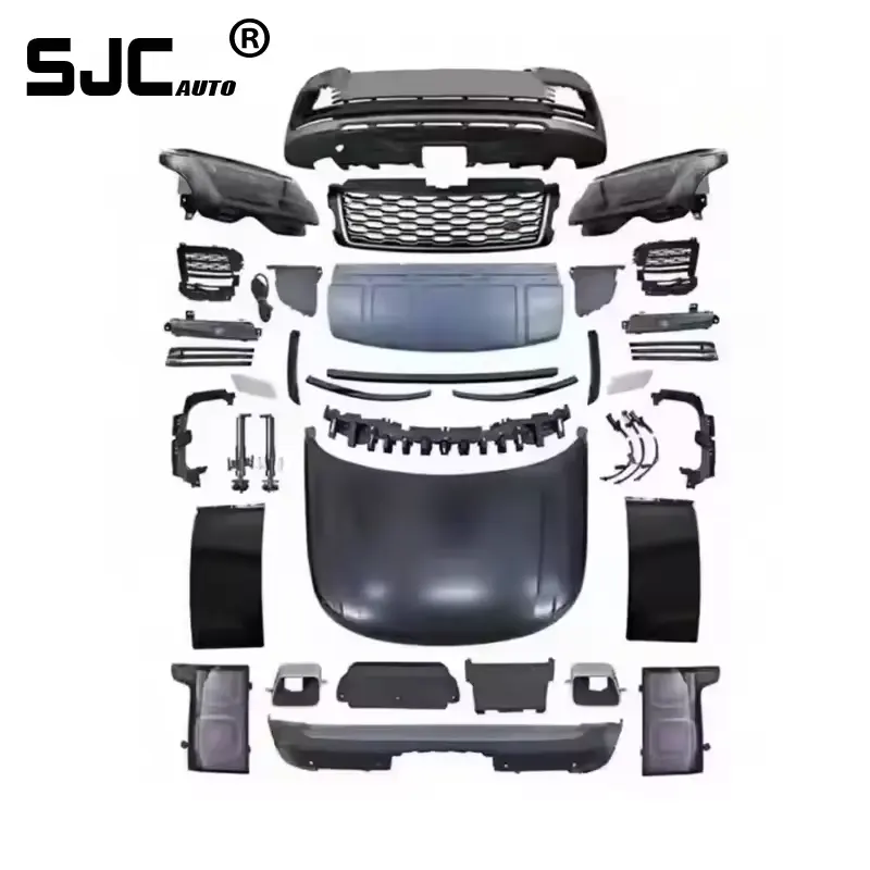 Piezas del kit de carrocería SJC para Range Rover Vogue 2013-2017, actualización a 2018, parachoques delantero de alta calidad, parachoques trasero, faldón lateral, guardabarros