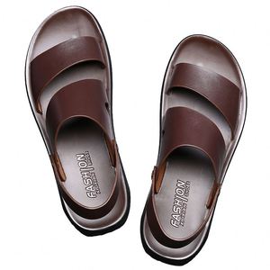 Zapatos de Hombre, Primavera/Verano 2026, Nuevas Sandalias Transpirables de Cuero Genuino, Pantuflas Abiertas, Versátiles, de Doble Uso, Casuales, para Playa - Product Image 1