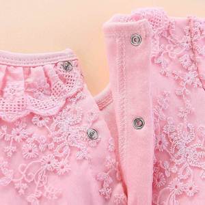 Set Vestito Principessa Stile Coreano per Bambina di <span class=keywords><strong>1</strong></span> <span class=keywords><strong>Anno</strong></span>, in Cotone di Alta Qualità con Maniche Lunghe e Motivo Floreale all'Uncinetto, Primavera/Autunno - Product Image 4