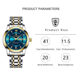 POEDAGAR 936 Montre Tendance et Décontractée pour Homme en Cuir Étanche et Lumineuse à Quartz avec Bracelet en Acier Inoxydable et Calendrier - Product Image 5