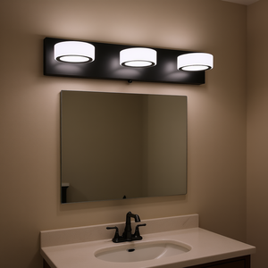 Led Vanity <b>Light</b> 21 Inch 3 <b>Light</b> Black Iron Wall Mounted Bathroom Mirror Lamp Modern Matte Finish White Acrylic Cover - Product Image 2