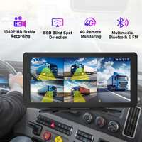 Cámara de salpicadero portátil estilo OEM con doble lente para camión, grabadora DVR 4G de 10.36 pulgadas con 5 cámaras y video HD para gestión de flotas