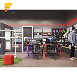 Comptoir de présentation en verre pour magasin de téléphonie mobile, format îlot compact, avec éclairage intelligent et armoire de rangement pour câbles de charge - Product Image 2