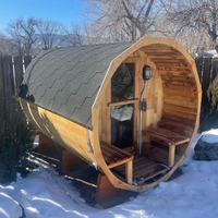 Ruang Sauna Kayu Solid Outdoor, Kayu Cedar Merah Hemlock, Kabin Bulat, Pemanas Tungku Sauna, Untuk Penggunaan Villa