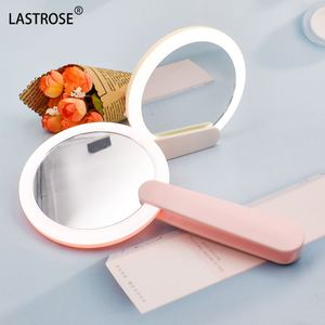 Fashion Portable Makeup Mirror Led Rechargeable Travel Vanity Mirror Cosmetic Hand Folding Compact Pocket Mirror - Product Image 1