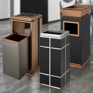 Modern <b>Square</b> Stainless Steel Ashtray <b>Bin</b> With Trash Can For Hotel Lobby GPX-240 - Product Image 1
