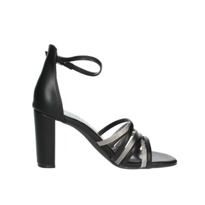 Sandali con tacco nero/argento per donna 2-28386-20 chiusura con lacci alla moda a punta per matrimoni feste estive in pizzo - Product Image 4