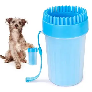 Toptan fincan için köpek-Yükseltme 2 in 1 taşınabilir köpek Paw temizleyici fincan köpek temizleme fırçası pençe temizleyici köpekler için