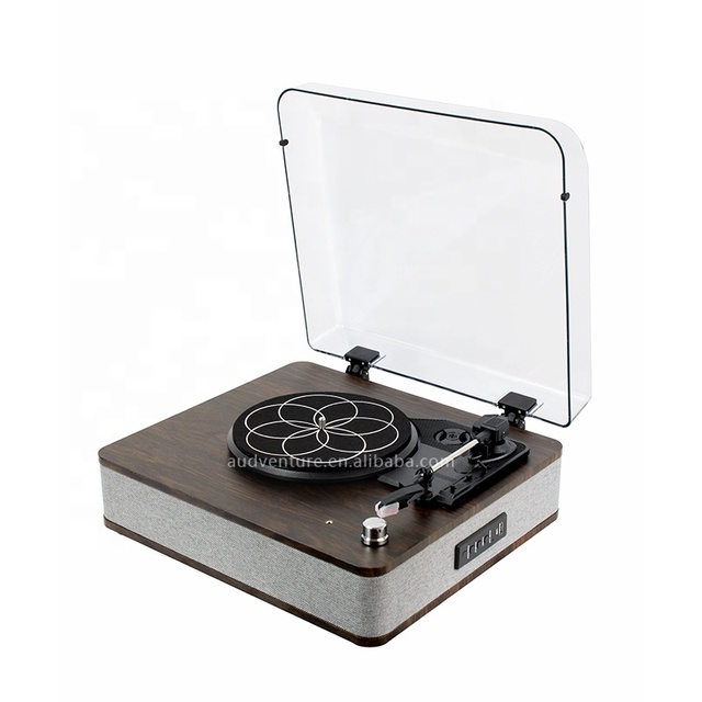 Retro Vinyl Turntable Record Player With Dust Cover Built in Stereo Speaker USB/ BT/Earphone Jack Function