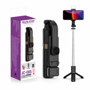 Mini Trípode JC-08S con Textura de Rejilla y Luz LED de Relleno, Palo Selfie de 775 mm con Mango de Acero Inoxidable de Tamaño de Bolsillo - Product Image 2