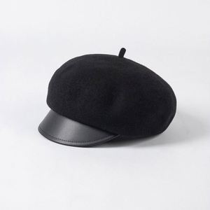 Autumn Winter Ladies Berets New Style Exquisite Wool Beret Character Fashion Warm Casual Beret with Leather Brim - Product Image 6