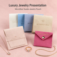 Sacs à bijoux en microfibre suédée tendance 2021 avec logo personnalisé pour colliers, bagues et bracelets