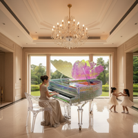 Piano à queue transparent avec logo personnalisé pour l'intérieur de jets privés de style européen et les clubs d'aviation