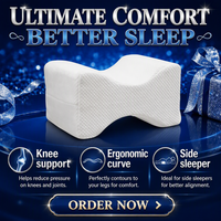 Coussin de genou en mousse à mémoire de forme tricotée en forme de vague pour dormeurs latéraux, soulagement de la sciatique, amovible et lavable, non toxique, pour un sommeil confortable