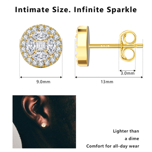 Boucles d'oreilles clous de luxe plaquées or 14K avec pierres CZ 5A, design fleur glacée, tige en argent 925, style Hip Hop - Product Image 2