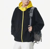 Veste à capuche colorée pour homme, fermeture éclair intégrale, coupe ample, décontractée, pour le printemps et l'automne, tenue de rue quotidienne