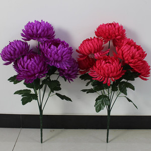 Vente d'usine : Bouquet de chrysanthèmes artificiels à longues tiges en plastique pour la commémoration, la cérémonie du nettoyage des tombes et la décoration du Jour des ancêtres - Product Image 3