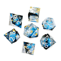 Nouvelle Tendance 2026 : Ensemble de dés polyédriques en résine à noyau liquide, bleus, à bords vifs, pour TRPG, Dungeons & Dragons et jeux de table