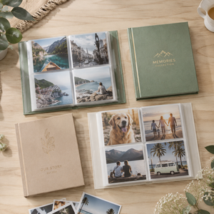 Álbum de Fotos de Lino con <span class=keywords><strong>4</strong></span> Bolsillos, Cubierta Bordada Personalizada, Funda Protectora, Libro de Recuerdos de Boda, Álbum de Fotos Premium con Espacio para Insertar Fotos - Product Image 1