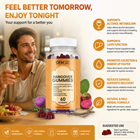 Bioby OEM Marque Privée Gummies Anti-gueule de bois DHM 600mg Chardon-Marie, Figuier de Barbarie, Saule Blanc Soutien au Métabolisme et à la Détoxification de l'Alcool