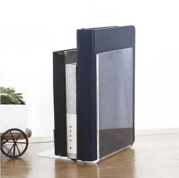 Acrylic Book Shelf Transparent Bookends L-shaped Bookshelf Stand Desk Organizer Plastic Clear Acrylic Tool Storage Rack