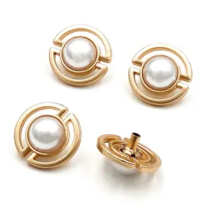 Jewelry Metal Buttons Customize Plastic Color Gold Pearl Snap Button For Garment