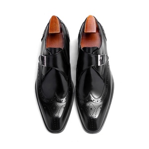 Chaussures <span class=keywords><strong>Derby</strong></span> Formelles de Mariage F64-KH6 en Cuir de Vachette Pleine Fleur, Sculptées à la Main, Bouton Unique, Qualité Supérieure et Luxe - Product Image 3