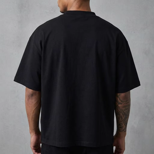 T-shirt Oversize da Uomo in Cotone Pesante 100% con Stampa Lettering, Spalle Cadenti, Stile Vintage Nero - Personalizzabile - Vendita all'Ingrosso - Product Image 3