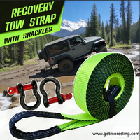 Lot de 2 sangles de remorquage robustes, kit de récupération 2"x20' et 4"x30', ceinture de remorquage pour véhicules tout-terrain, outils de récupération d'urgence