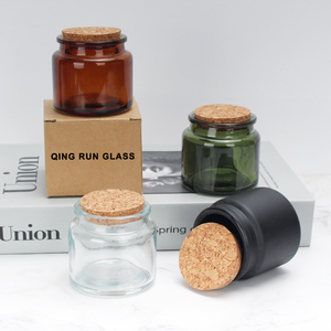 Vente en gros Pot à bougie en cire de verre transparent blanc noir mat vide 100ml 200ml recyclable à large ouverture avec couvercle en liège en <span class=keywords><strong>bois</strong></span> - Product Image 3