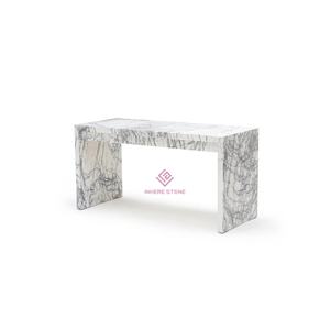 Contemporaneo in marmo New York scrivania da studio con venature viola superficie in marmo bianco per la scrittura e la sala studio dell'home Office - Product Image 2