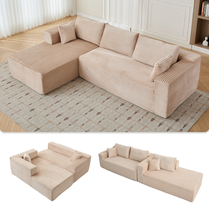 Sofá Seccional Modular en Forma de L, Sofá Convertible de 3 Plazas de Piel Sintética de Lujo, Sofá Combinable para Sala de Estar - Product Image 4