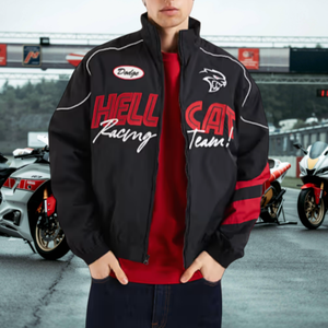 Veste d'hiver pour homme inspirée de la combinaison de course F1, personnalisable, brodée avec l'équipe <span class=keywords><strong>Ferrari</strong></span>, coupe ample, décontractée, pour la moto - Product Image 1