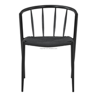 Chaise de salle à manger en métal capitonnée de luxe avec dossier incurvé pour restaurant, café, salle de sport, design moderne minimaliste, profondeur d'assise 39,5 cm