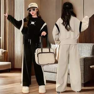 Bộ quần áo thời trang thu đông 2024 cho bé gái & trẻ em gái từ 8-12 tuổi, họa tiết trơn, mặc thường ngày, thể thao, bán buôn - Product Image 4