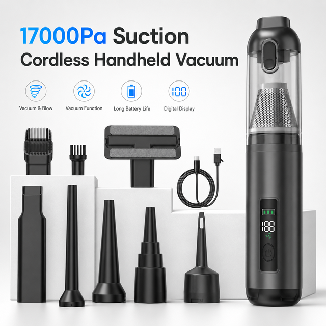 Brushless Digital-Display High-Suction Cordless Vacuum Wireless Charging Handheld Compact Design for Home Car Use