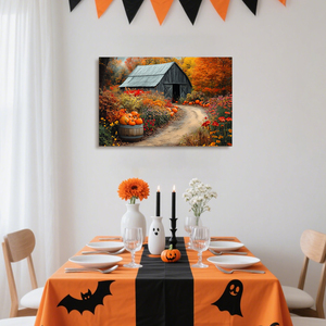 Looife Halloween automne ferme toile mur Art-rustique grange et citrouille <span class=keywords><strong>chemin</strong></span> scène, <span class=keywords><strong>campagne</strong></span> décor à <span class=keywords><strong>la</strong></span> maison - Product Image 2