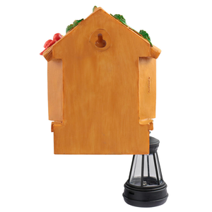 Statue en résine sur le thème des gnomes peinte à la main Décor d'art fantaisiste Lanterne <span class=keywords><strong>Oiseau</strong></span> Détail Jardin extérieur Noël Style <span class=keywords><strong>conte</strong></span> de fées - Product Image 3