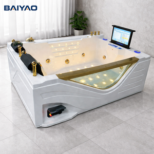 Jacuzzis en Oferta, <span class=keywords><strong>Bañera</strong></span> de <span class=keywords><strong>Hidromasaje</strong></span> Acrílica Blanca y Negra para Dos Personas con Tres Faldones, <span class=keywords><strong>Bañera</strong></span> de Lujo para Hotel - Product Image 6