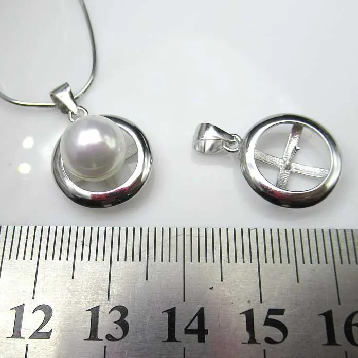 S925 Sterling Silver Round Base Setting Mounting Bezel Pendent Setting Findings Bail Diy Jewelry Making Accessories