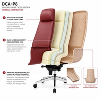 Chaise de bureau de direction, dossier haut, en cuir, pivotante, ergonomique, avec verrouillage de la position d'inclinaison à 4 positions, pour bureau