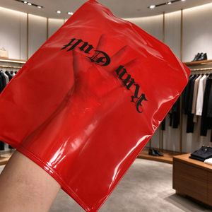 35x45cm Translucent <b>Red</b> PVC Zipper Bags Custom Logo Clothes Brand Packaging Garment Bags Men <b>Women</b> T-shirt <b>Jeans</b> Zipper Bags - Product Image 1