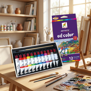 Juego de pintura al óleo de 12 colores TA Colormate con pincel, superventas para arte y pintura en lienzo, serie Friend - Product Image 1